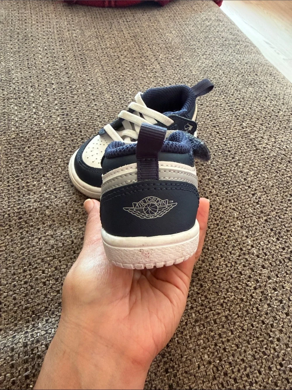 Nike Navy and White Kids Lace-Up Sneakers